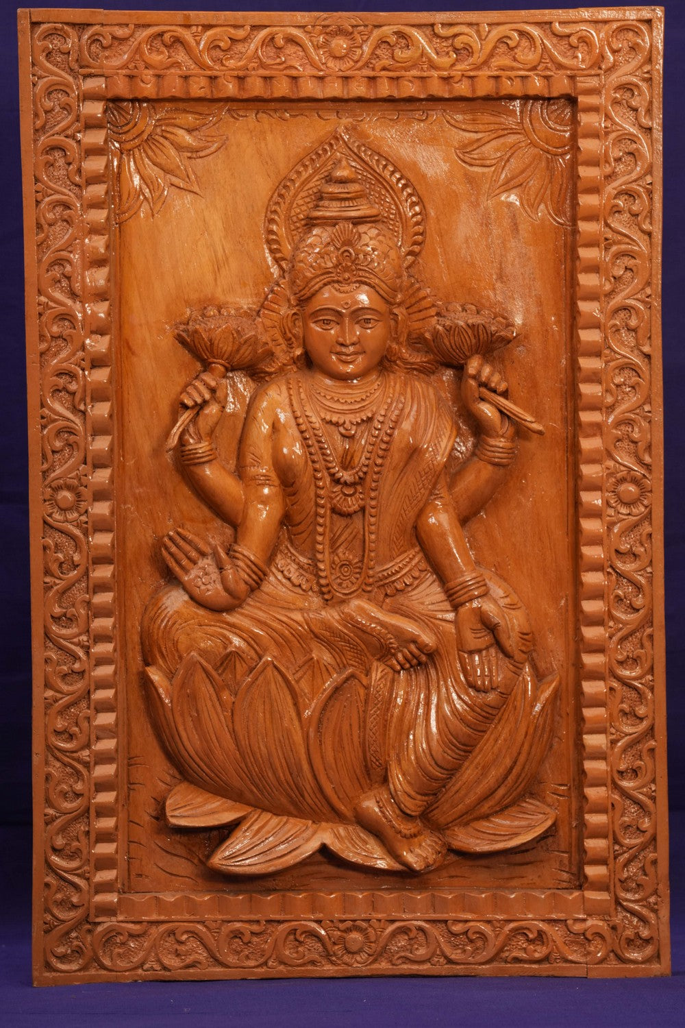 Image of Wooden Goddess Lakshmi Panel